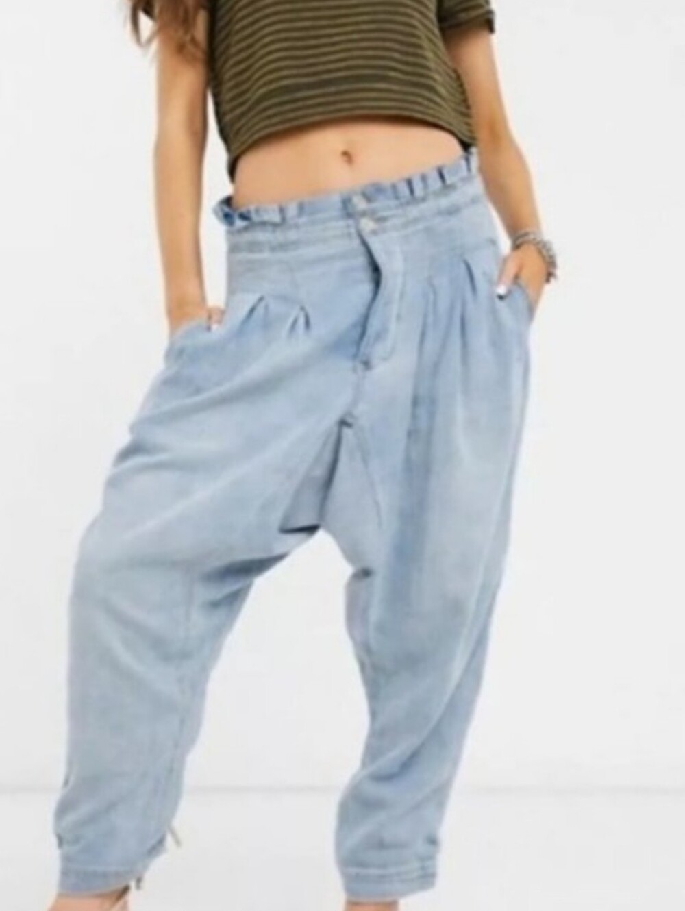 We The Free Light Blue Relaxed Drop-Crotch Chinos